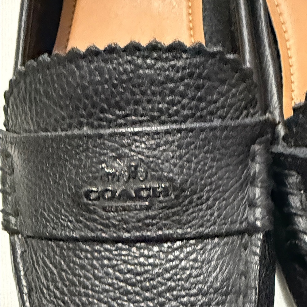 Coach Women's Textured Black Loafers - Picture 3 of 9